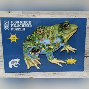 New Vintage FX Schmid "Prince Of The Pond" 1000 Piece Frog Shaped Jigsaw Puzzle